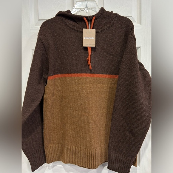 Patagonia Men's Medium Recycled Wool-Blend Sweater Hoody Hoodie Brown NWT - Picture 1 of 10